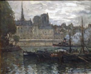 La Seine Aux Quai Aux Fleurs by Louis Willaume