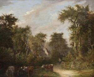 Cattle In A Wooded Landscape