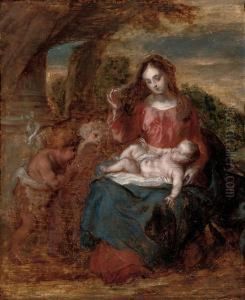 The Virgin And Child With The Infant Saint John The Baptist And Anangel by Thomas Willeboirts Bosschaert