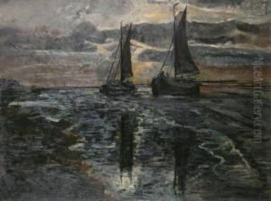 Scheldegezicht Met Visserssloepen Scheldegezicht Met Visserssloepen