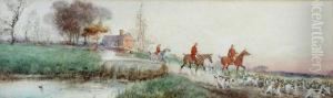 A Set Of Four Huntingscenes by Arthur Willett