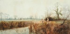 "wild Ducks Shooting, St. Andrews Ponds", Together With Another Similar, "shooting In White Blue Marshes", A Pair