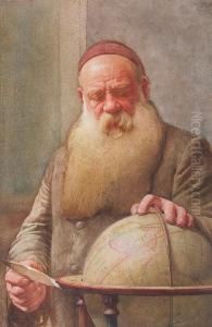 An Elderly Man Studying A Globe