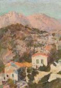 Houses On A Mediterranean Hillside by Christopher David Williams