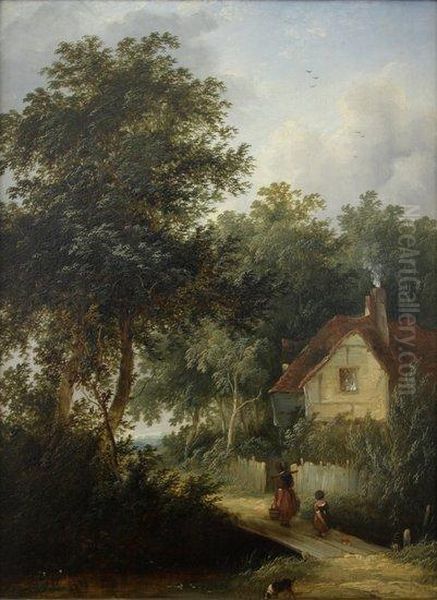 Milkmaid And Daughter By Cottage - view 1