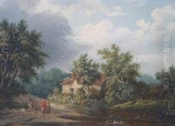 Travellers By A Cottage - view 1