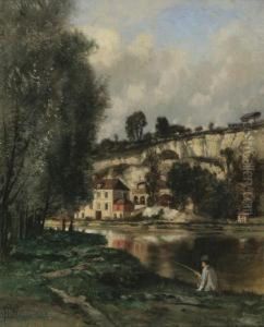 Fisherman In A Landscape by Frederick Dickinson Williams