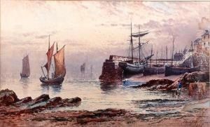 Cornish Harbour Scene by Harry J. Williams