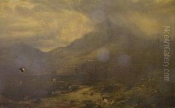 Cattle In A River Landscape, North Wales - view 1