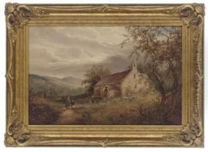 Mother And Child In A Churchyard by H.P. Williams