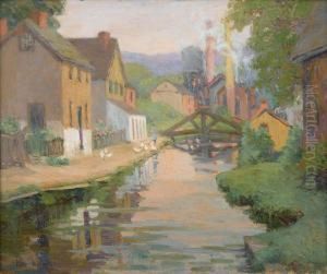 Feeding Ducks By A River