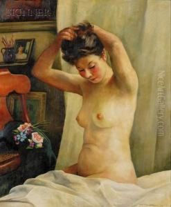 Interior Scene With Female Nude by Keith Shaw Williams
