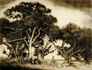 Landscape With Boy Sitting Under Tree by Keith Shaw Williams