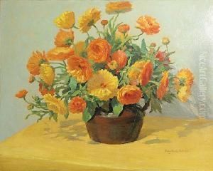 A Still Life With Orange And Yellowflowers by Mary Belle Williams