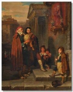 Pipers By A Shrine by Penry Williams