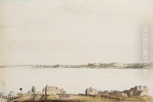 Troops On Parade, The Charles River And Castle Island Beyond, Boston by Richard Williams