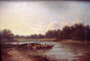 Boys Fishing From A Punt