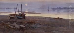 Fishergirls On The Shore At Dusk