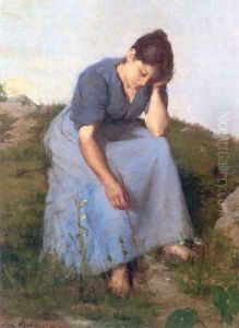 Young Woman In A Field by Jules Breton