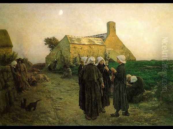 Evening In The Hamlet Of Finistere by Jules Breton
