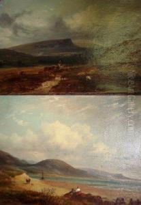Cattle In A Mountainous Landscape
Figures By A Shore by William Williams