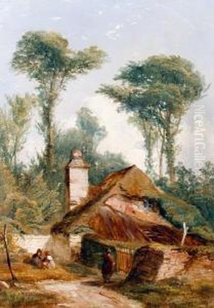 Figures By A Cottage - view 1
