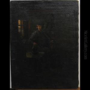 Gentleman By Window Enjoying His And Drink by Albert Curtis Williamson