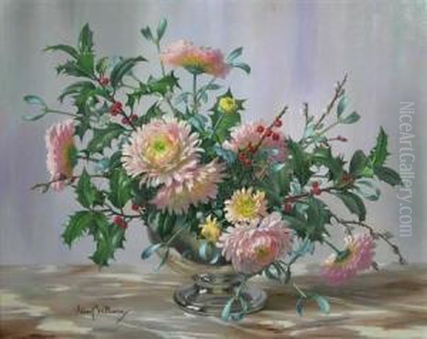 Still Life Of Chrysanthemum And Holly - view 1