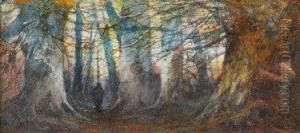 Study Of A Figure On A Woodland Pathway Study Of A Figure On A Woodland Pathway