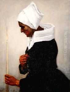Breton Peasant Woman Holding a Taper, c.1869 by Jules Breton