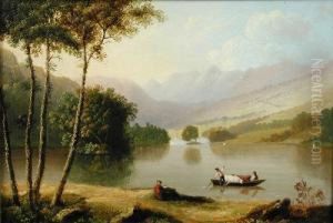 A View Ofderwentwater Oil On Panel 23 X 33cm Provenance: Private Collection