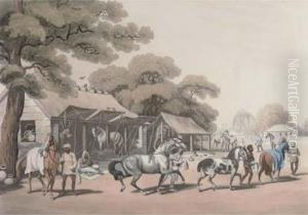 Sices, Or Grooms, Leading Out Horses - view 1