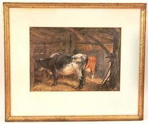 An Interior Scene With Cows by Henry Brittan Willis, R.W.S.