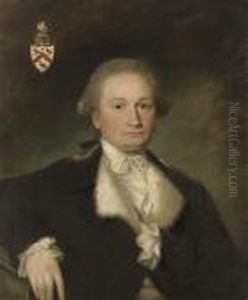 Portrait Of Nicholas Donnithorne, Half-length, In A Brown Coat Withwhite Fur Lining And A White Stock by George Willison