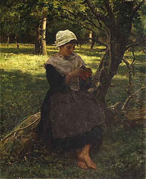 A Peasant Girl Knitting 1873 - view 1