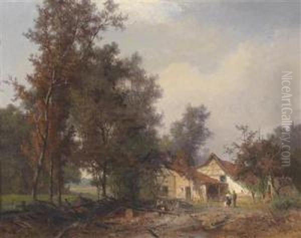 Farmstead With Human And Animal Figures - view 1