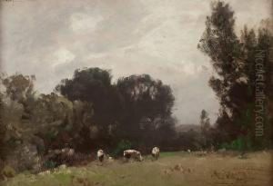 Wald- Und Wiesenlandschaft Mit Kuhen by Ludwig Willroider