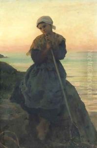 Jeune pecheuse bretonne by Jules Breton
