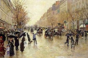Boulevard Poissonniere in the Rain, c.1885 by Jean-Georges Beraud