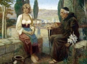Italian Girl Seated Beside A Monk Italian Girl Seated Beside A Monk