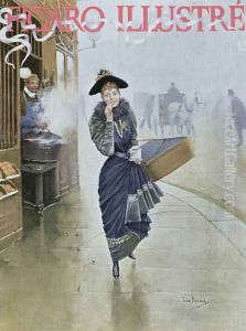 Young Parisian hatmaker, cover illustration of Figaro Illustre, February 1892 by Jean-Georges Beraud
