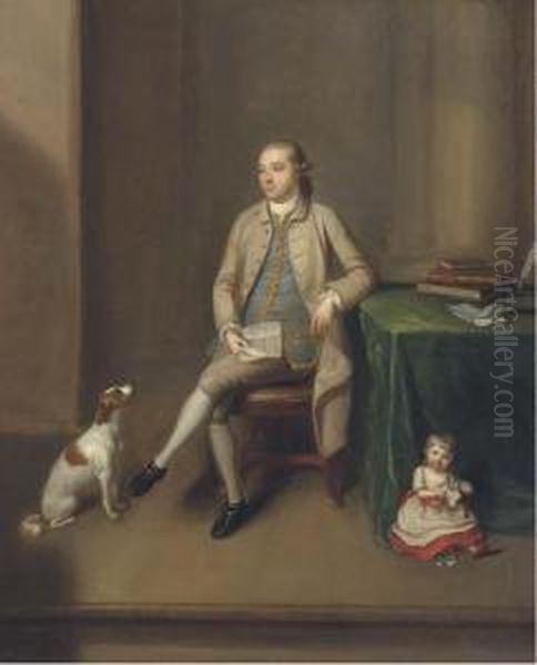 Portrait Of Sir William Gleadowe Newcomen And The Honourable Thomasnewcomen, Small Full-length, Sir William Holding A Letter, His Dogby His Side, The Honourable Thomas Tearing Up A Letter - view 1