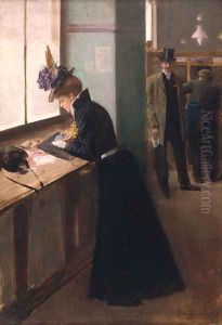 At the Telegraph by Jean-Georges Beraud