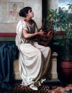 Grecian Maiden With A Lyre by E. Wilson