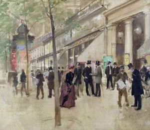 The Boulevard Montmartre and the Theatre des Varietes c.1886 by Jean-Georges Beraud