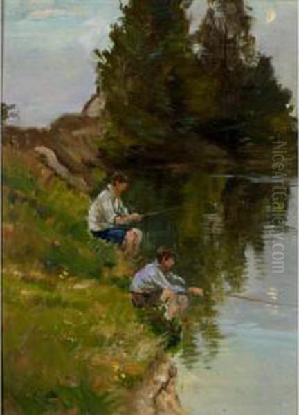 Fishing On The River Bank - view 1