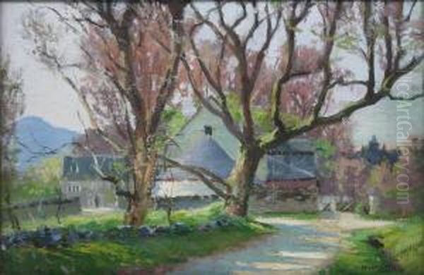 'early Spring' - Farm Buildings And Trees - view 1