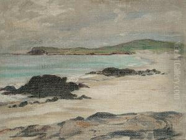 Beach Scene With Cloudy Skies - view 1