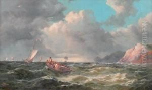 Fishing Off The Coast On A Breezy Day by John Jock Wilson