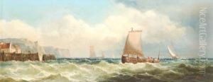 Fisherfolk On The Shore by John James Wilson